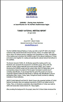 Turkey National Meeting Report - 29 April 2004