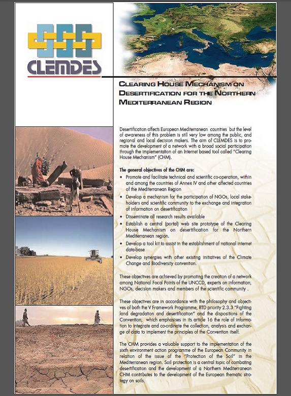 CLEARING HOUSE MECHANISM ON DESERTIFICATION FOR THE NORTHERN MEDITERRANEAN REGION